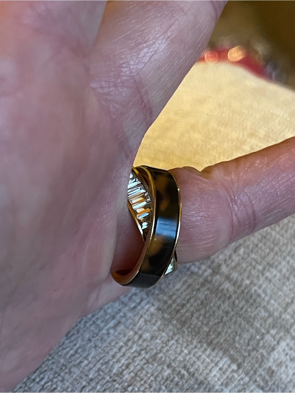 Michael Kors Black and Silver Stacked Baguette Ring - Picture 6 of 7